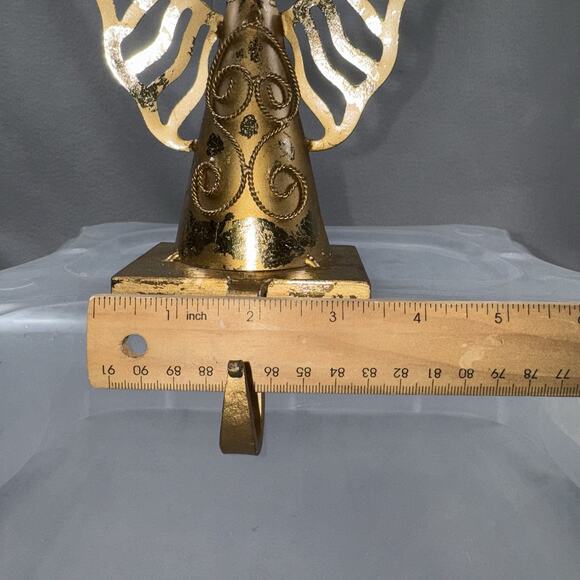 Vintage Gold Metal Stocking Holders Lot of 3 Angels & Star Mantel Hooks Rustic - Picture 9 of 11